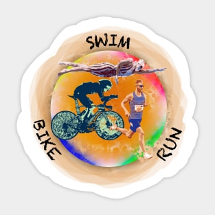 Triathlon 'Swim, Bike, Run' Illustration Sticker